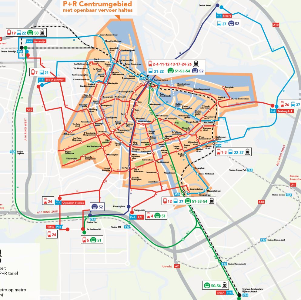 P+R Amsterdam Stationen Zentrum